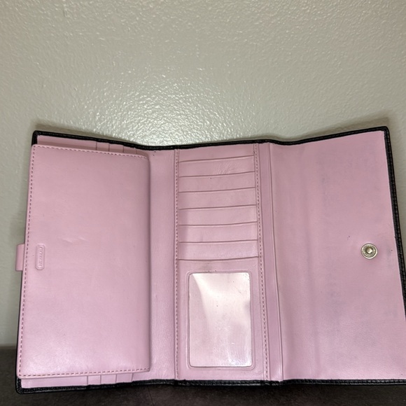 Coach Chelsea Black Leather Credit Card Trifold Long Wallet 100% authentic - Picture 8 of 14